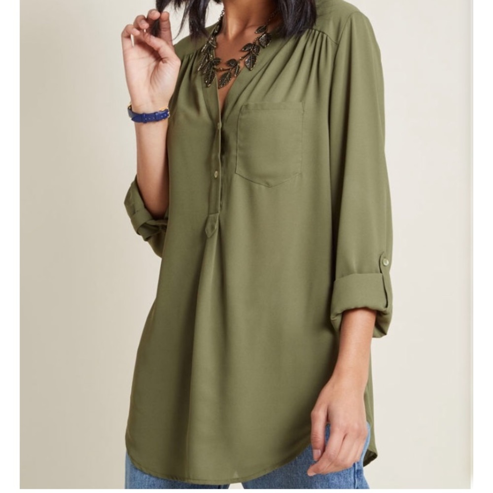 ModCloth M Tunic Pam Breeze-ly Olive Green